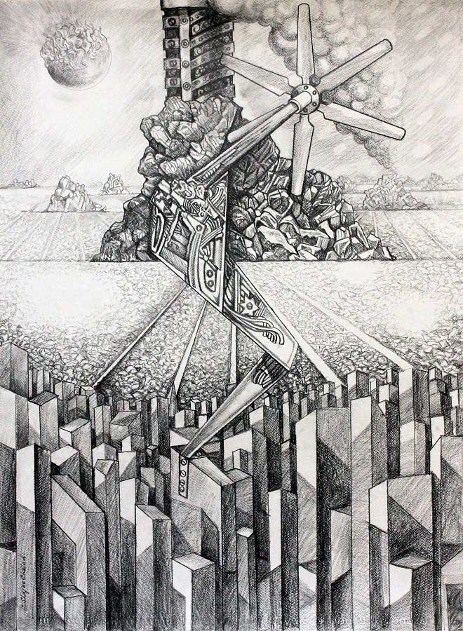 Shajee Chelad pencil on canvas